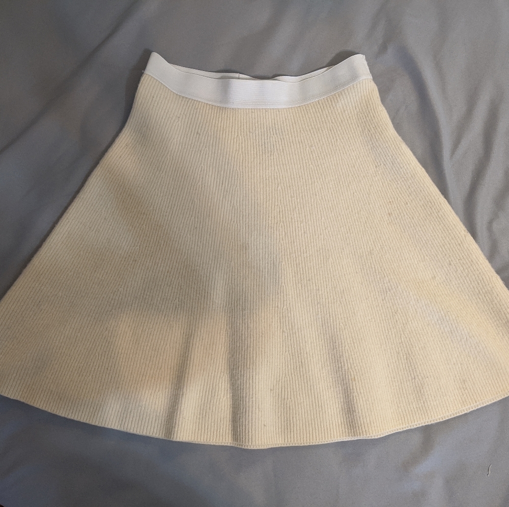 Adrienne Vittadini Wool Ivory Mini Skirt